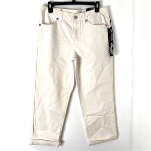 Cream Ivory Embroidered Pocket Boyfriend Jean NWT